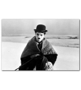 Cakatablo Charlie Chaplin Oturmuş Elinde Baston MDF Tablo