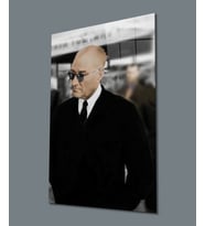 Atatürk Dikey Cam Tablo Hediyelik Büyük Tablo Ev Ofis Dekoru.