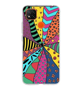 PrintiFy Xiaomi Redmi 9C ile Uyumlu 1mm Slim Fit Retro Renkler 4 Baskılı Şeffaf  Kılıf