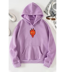 Unisex Ateş Avatar Baskılı Sweatshirt (Lila)
