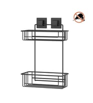 Tekno Tel EF-256 Yapışkanlı 2 Katlı Düz Banyo Rafı Siyah