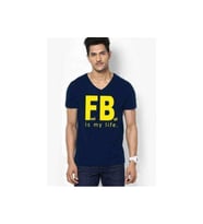 Tshirthane Fb Football İs My Life Komik Baskılı Erkek Dar Kesim Slim Fit t-shirt (Lacivert)