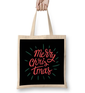 Yılbaşı Yeni Yıl Konseptli Merry Christmas 019 Bez Çanta Uzun Saplı