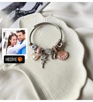 Pandora Model Charmlı Kadın Çelik Bileklik Kişiselleştirilmiş Fotoğraf Hediyeli & Sevgiliye Anneye Ablaya Arkadaşa Doğum Günü Hediyesi