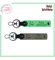 Babaya Hatıra – Ayyıldız ve Türkiye İşlemeli, İsimli Anahtarlık Takımı Hediye, F Yeşil-Kül Gri