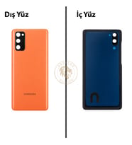 Samsung S20 Fe Turuncu Arka Pil Kapağı Batarya Kapağı Lazer Kesim Back Cover