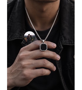 Erkeklere Özel Gizli Resimli Kişiye Özel Sihirli Fotoğraf Baskılı Çelik Yanan Kolye 65 cm