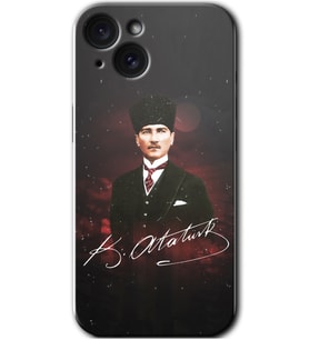 İphone 15 Plus Kılıf HD Desen Baskılı Kılıf - Kemal Atatürk