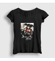Presmono Kadın Siyah Team Anime Attack On Titan T-Shirt 125173tt