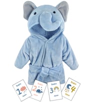 Bebek Hediyelik Yenidoğan Bornoz, %100 Pamuk ve Aylık Konsept Anı Kart 12 Adet, Erkek Baby Shower Hediye