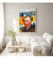 Van Gogh Tasarım Çerçeveli Poster Tablo Hediye Duvar Aksesuarı Sanatsal Ressam Tablo (Siyah - Beyaz)