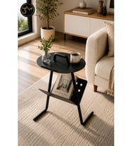 Minimalist Siyah Dergilikli Metal Yan Sehpa