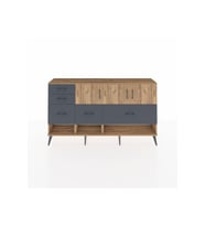 Arges Konsol 3 Raflı 5 Çekmeceli 3 Kapaklı 176x30x99 Çam-Çam/Antrasit