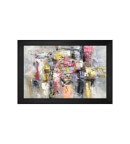 Soyut Şekiller Motifli Kanvas Tablo 50 x 70 cm Siyah Çerçeve