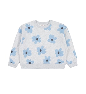 Civil Girls Çiçek Baskılı 6-9 Yaş Sweatshirt - Gri