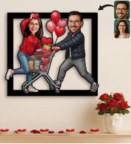 BK Gift Kişiye Özel Sevgili Karikatürlü 3D Ahşap Tablo -22, Fotoğraftan Karikatür, Sevgililer Günü Hediyesi, Ev Hediyesi