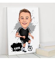 Futbol Aşığı Çocuk Karikatürlü Kanvas Tablo