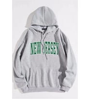 Unisex Gri New Jersey Baskılı Kapüşonlu Sweatshirt