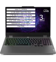 Lenovo Loq 15IRX9 83DV0118TR I7 13650HX 16Gb 512GB SSD 6gb RTX4050 15.6" FreeDOS Notebook (Upg)