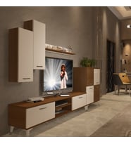 Decoraktiv Eko 6 Slm Dvd Silver Tv Ünitesi Tv Sehpası - Ceviz Beyaz (Beyaz - Kahverengi)