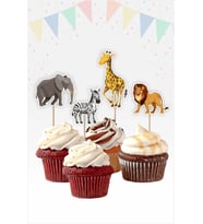 Safari Doğum Günü Cupcake Kürdan Süs **Kalın Kağıt