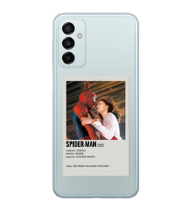 Samsung Galaxy M13 Uyumlu Spider Man Minimalist Poster Desenli Şeffaf Telefon Kılıfı