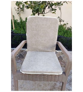 6 Adet Rattan Arkalıklı Sandalye Minderi (Kalınlık 4cm)-Primer Bej