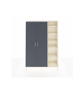 Arges Dolap 7 Raflı 2 Kapaklı Tek Askılı 132x30x195 Aytaşı-Antrasit/Aytaşı