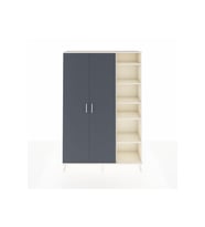 Arges Dolap 7 Raflı 2 Kapaklı Tek Askılı 132x30x195 Aytaşı-Antrasit/Aytaşı