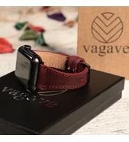 vagave Apple Watch Kadın Crazy Deri Kordon İsme Özel 3-4-5-6-7 / 42&44mm (Bordo)