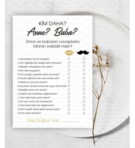 Bebek Cinsiyet Partisi Oyun Kartları Anne Baba Hamile Kartı 8 Adet