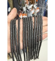 Hematit Taşı Altıgen Rondela Kesim Mat Siyah 6x3mm Doğal Taş Dizi
