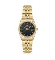 Ferro Fl21450a-b2 Quartz Çelik Altın Rengi Siyah Kadran 28 mm Kadın Kol Saati