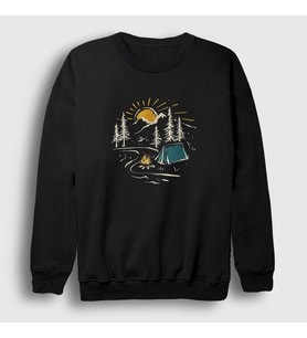 Presmono Unisex Siyah Nature Camper Kamp Sweatshirt 372161tt