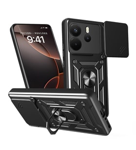 Xiaomi Redmi Note 14 4G Uyumlu Kılıf Magnetik Standlı Kamera Korumalı Zore Sürgülü Vega Kapak