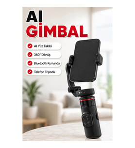 AI Yüz Takipli 360° Gimbal Selfie Stick – Bluetooth Kumandalı Uzayabilir Telefon Tripodu