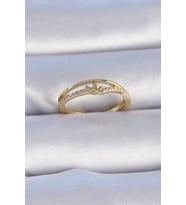 Pirinç Gold Renk Zirkon Taşlı Kalp Model Kadın Yüzük - TJ-BYK3302
