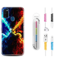 Samsung M21 M22 M23 M30 M31S M32 Kılıf Kablo Koruma Spiral Silikon Red Blue Leon 1714