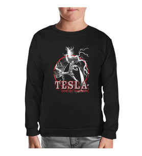 Tesla - God of Thunder Siyah Çocuk Sweatshirt