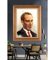 Altın Varaklı Çerçeveli Paspartulu Atatürk Tablo TR1333 (Gold)