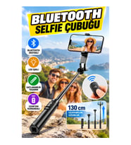 130 cm Bluetooth Selfie Çubuğu – LED Işıklı, Katlanabilir ve Uzaktan Kumandalı