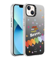 Apple iPhone 14 Kılıf Desenli Zore Silver Sert Kılıf Kalp