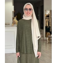 ELENAY ÖNÜ KISA ARKASI UZUN BLUZ (Haki)
