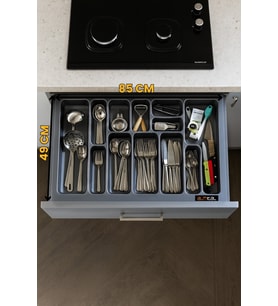 85x49 cm antrasit mikro kabartma desenli çekmece içi düzenleyici