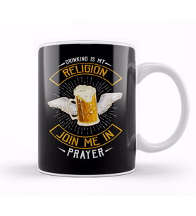Drinking Is My Religion Join Me In Prayer Beer Pun Kupa Bardak Porselen