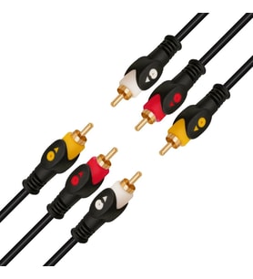Powermaster PM-2017 Gold Uç 1.5 Metre Siyah 3 Rca + 3 Rca Kablo