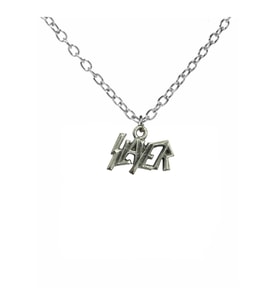 Slayer Yazılı Metal Kolye – 60 cm Zincirli Heavy Metal Unisex Takı (Gümüş)