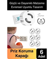 6 Adet Sert Plastik Dayanıklı Bebek Çocuk Priz Koruma Güvenlik Koruyucu Aparat Emniyet Kapağı Beyaz