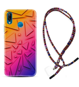 Huawei P20 Lite Mate 10 20 Lite Pro P40 Lite KılıfBoyun Asklı Rasta Silikon Üçgenler 1635