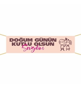 Doğum Günü Pankartı (Sevgilim) -6 75x300 cm (Çok Renkli)